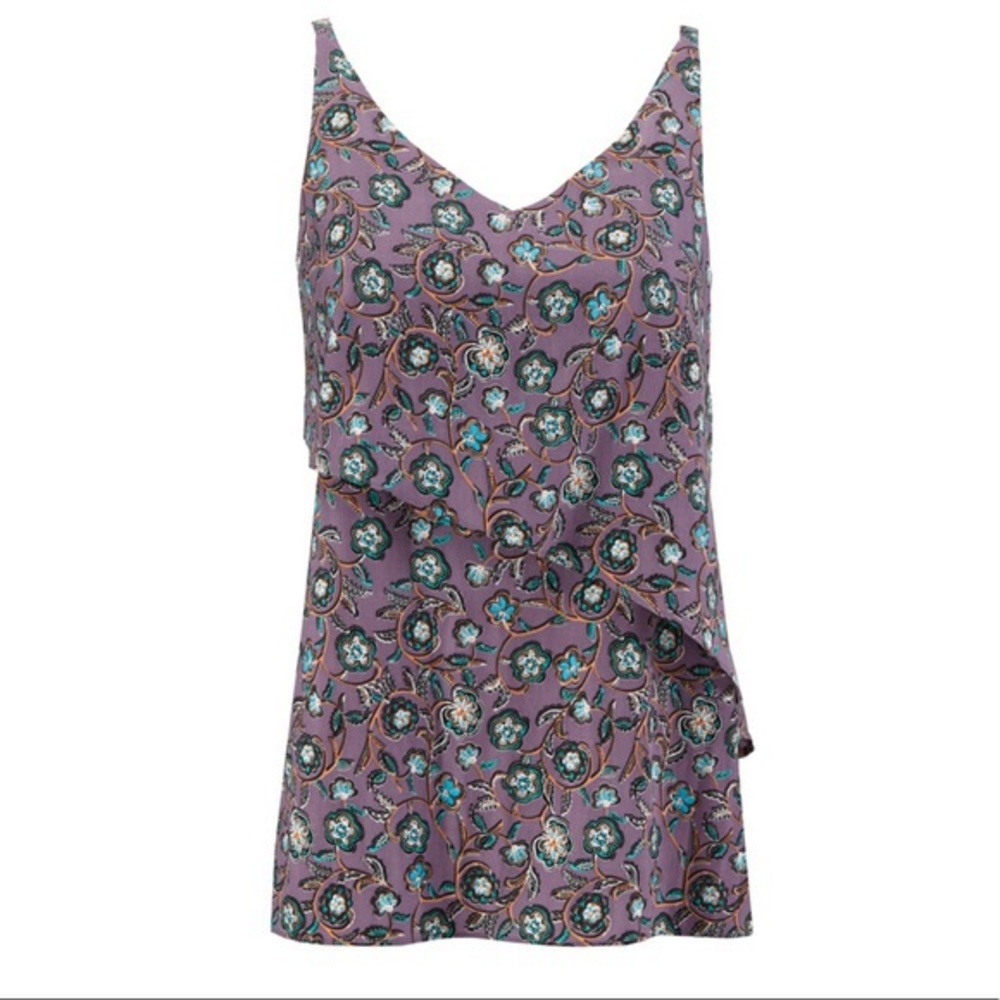 CAbi 3453 sleeveless scrollwork top.